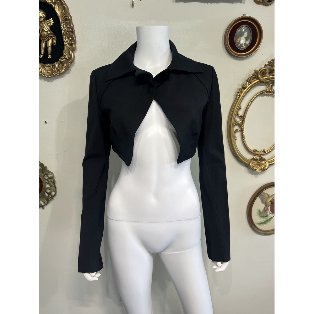 Patrizia Pepe Firenze Black Tailored Cropped Blazer Jacket Size S